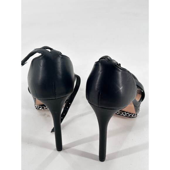 BCBGeneration Noelli Chain Platform Sandals 7 Black NWOT Heels Pumps Ankle Strap - Picture 2 of 8